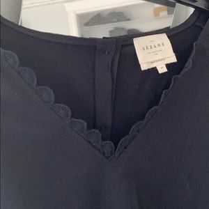 Black Sézane blouse with neck and sleeve detail